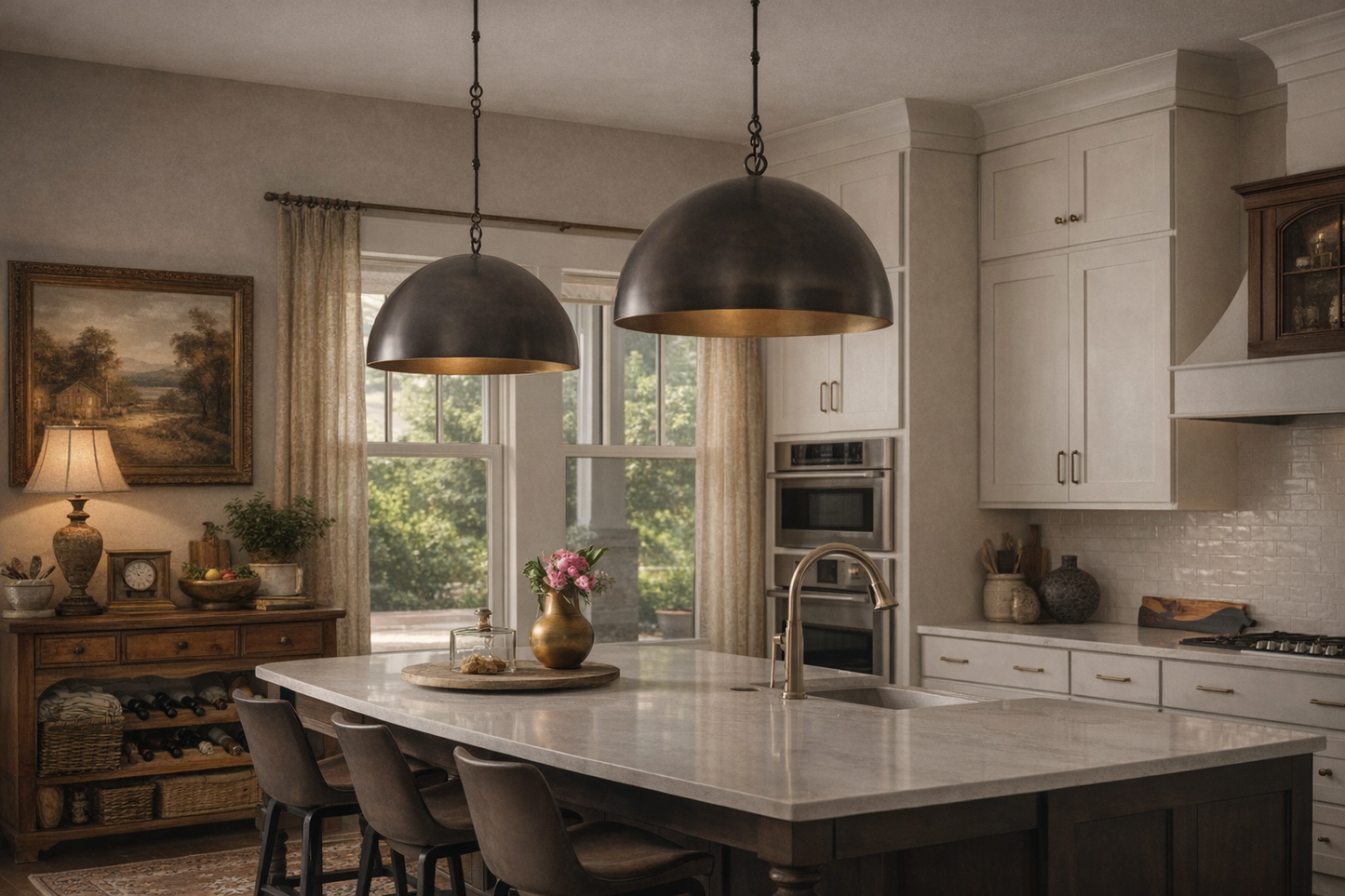 Antique Oxide Brass Dome Pendant Light