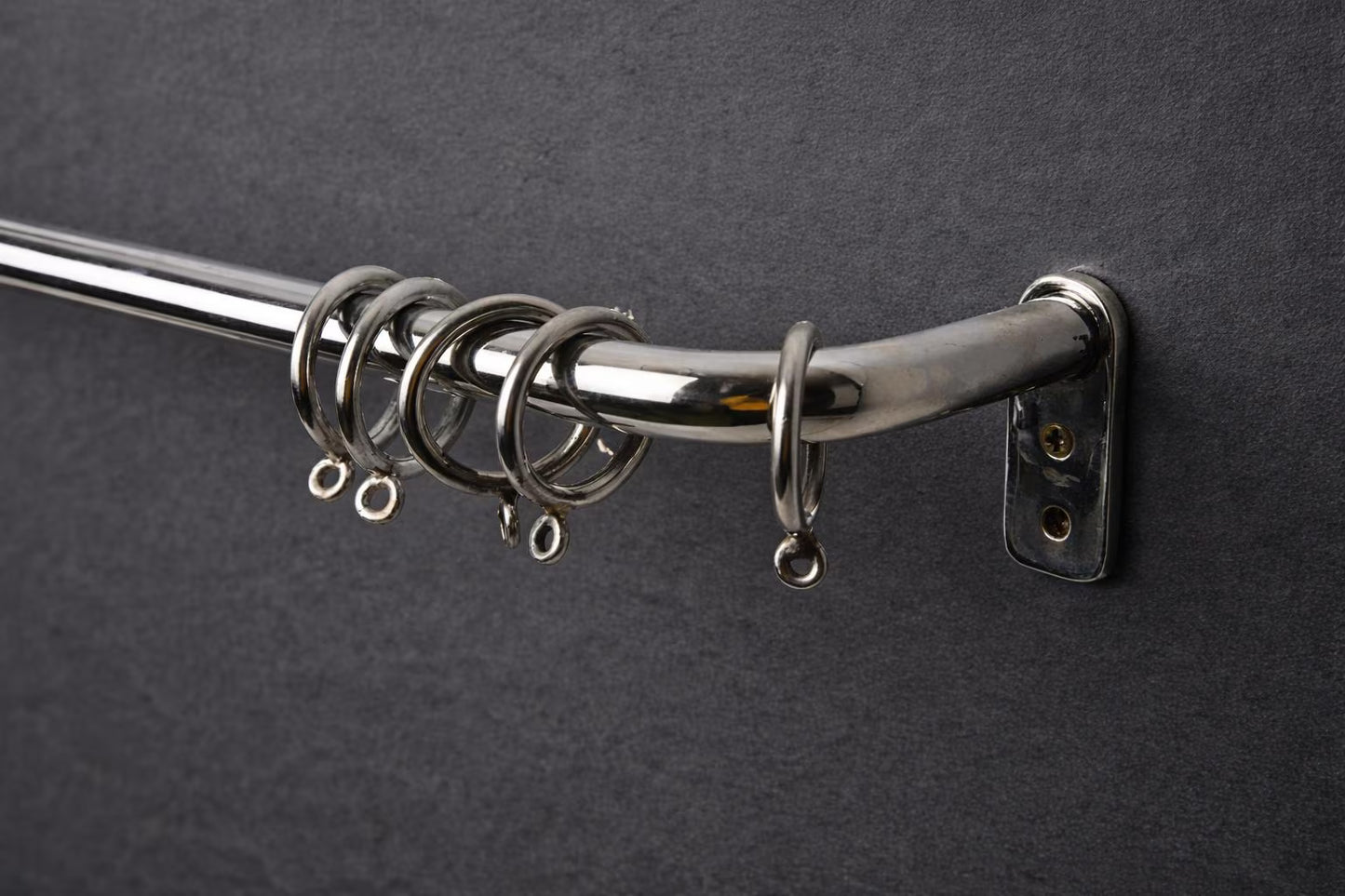 Brass Curtain Rod – Polished Nickel Rod With Rings, Heavy-Duty Rod for Curtains & Towels