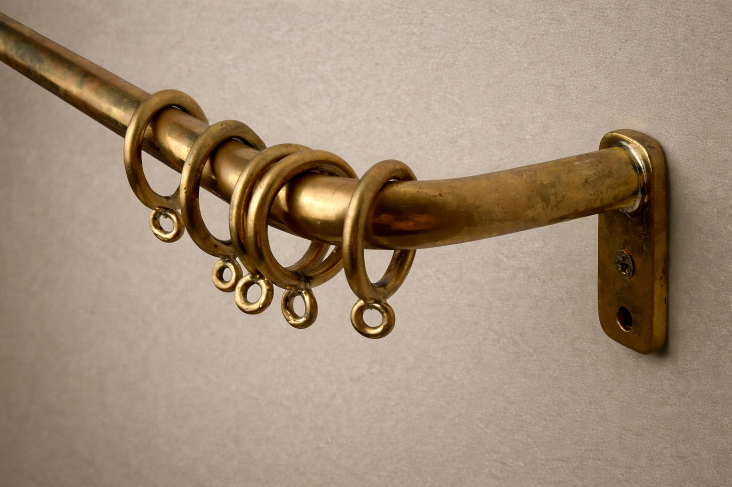 Brass Curtain Rod with Rings, 16mm Solid Brass French Return, Custom Length