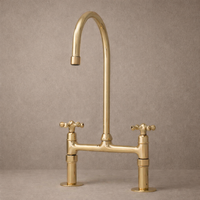 Unlacquered Brass Bridge Kitchen Faucet – Solid Living Patina Finish