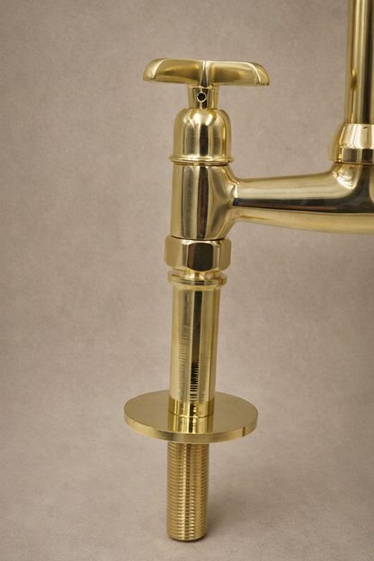 Unlacquered Brass Bridge Kitchen Faucet – Solid Living Patina Finish