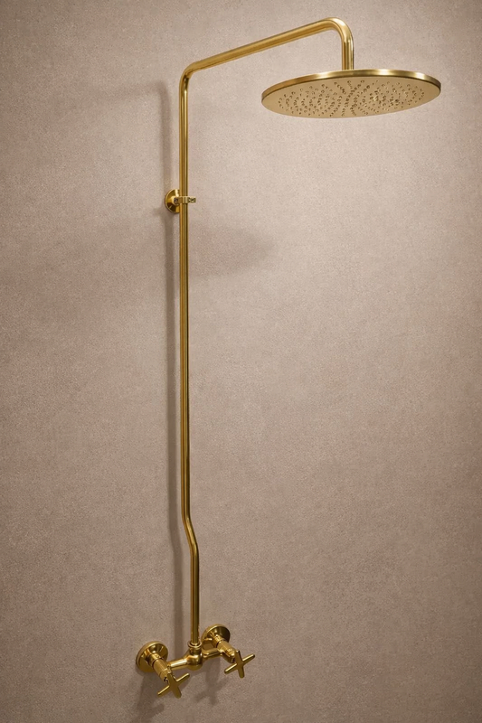 Unlacquered Solid Brass Shower System – Exposed Brass Shower Fixture