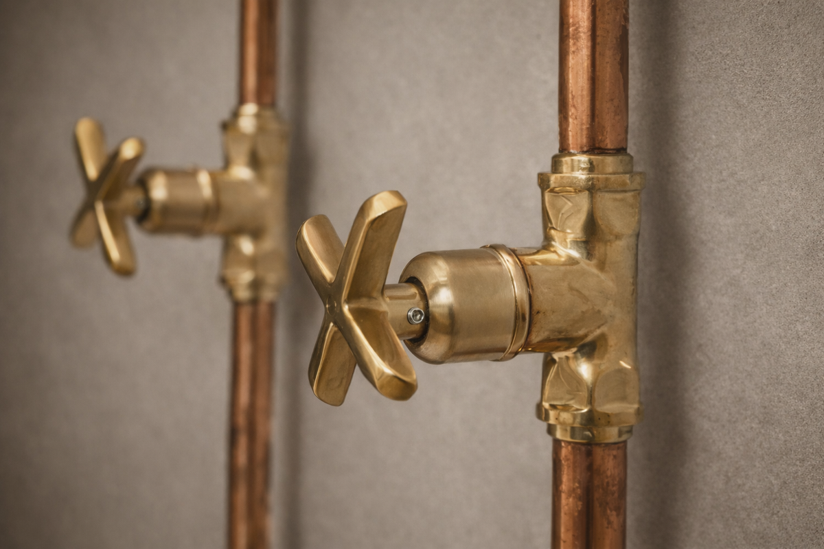 Solid Copper Outdoor Shower System– Handcrafted with Brass Accents