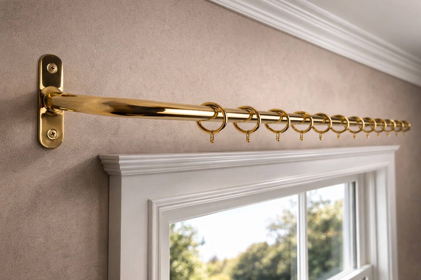 Solid Brass Curtain Rod 16mm – French Return Polished Brass Wall Mounted Rod