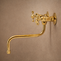 Swiveling Neck Wall-Mounted Brass Faucet – Unlacquered Solid Brass