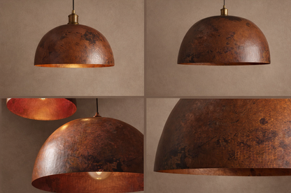 Antique Copper Ceiling Pendant Light – Adjustable Solid Copper Vintage Hanging Lamp