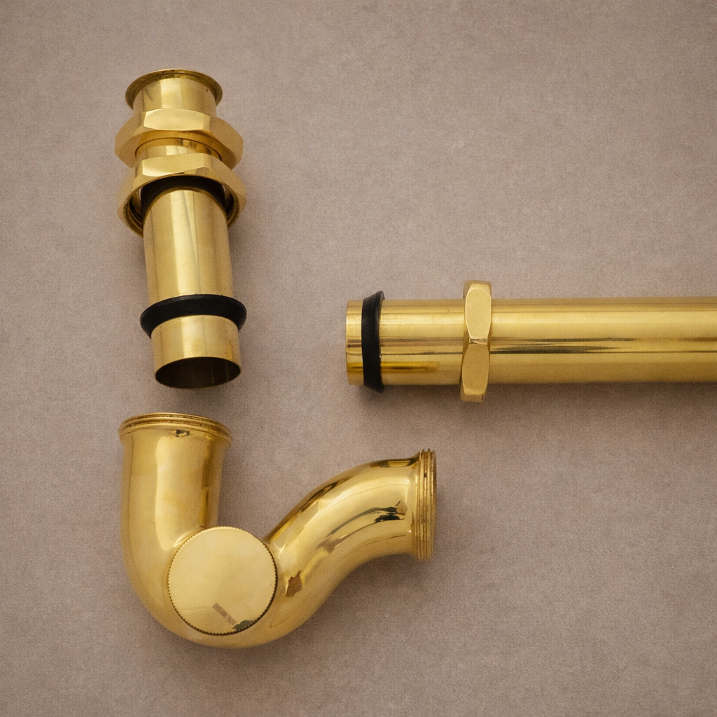 Unlacquered Brass P-Trap- Under sink P-Trap with Push Up Button
