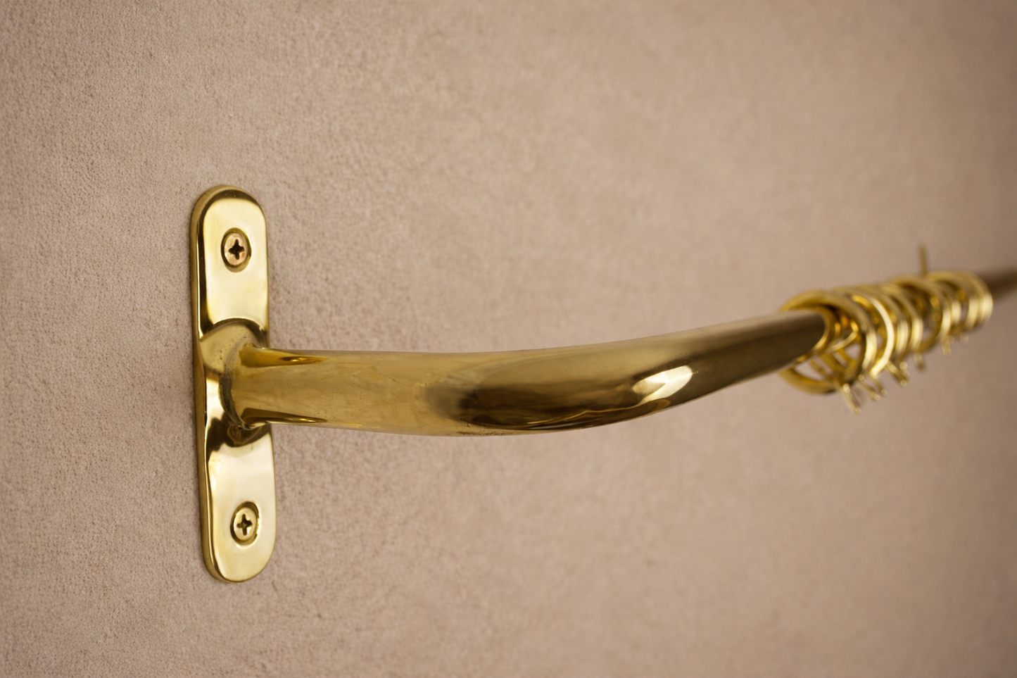 Solid Brass Curtain Rod 16mm – French Return Polished Brass Wall Mounted Rod