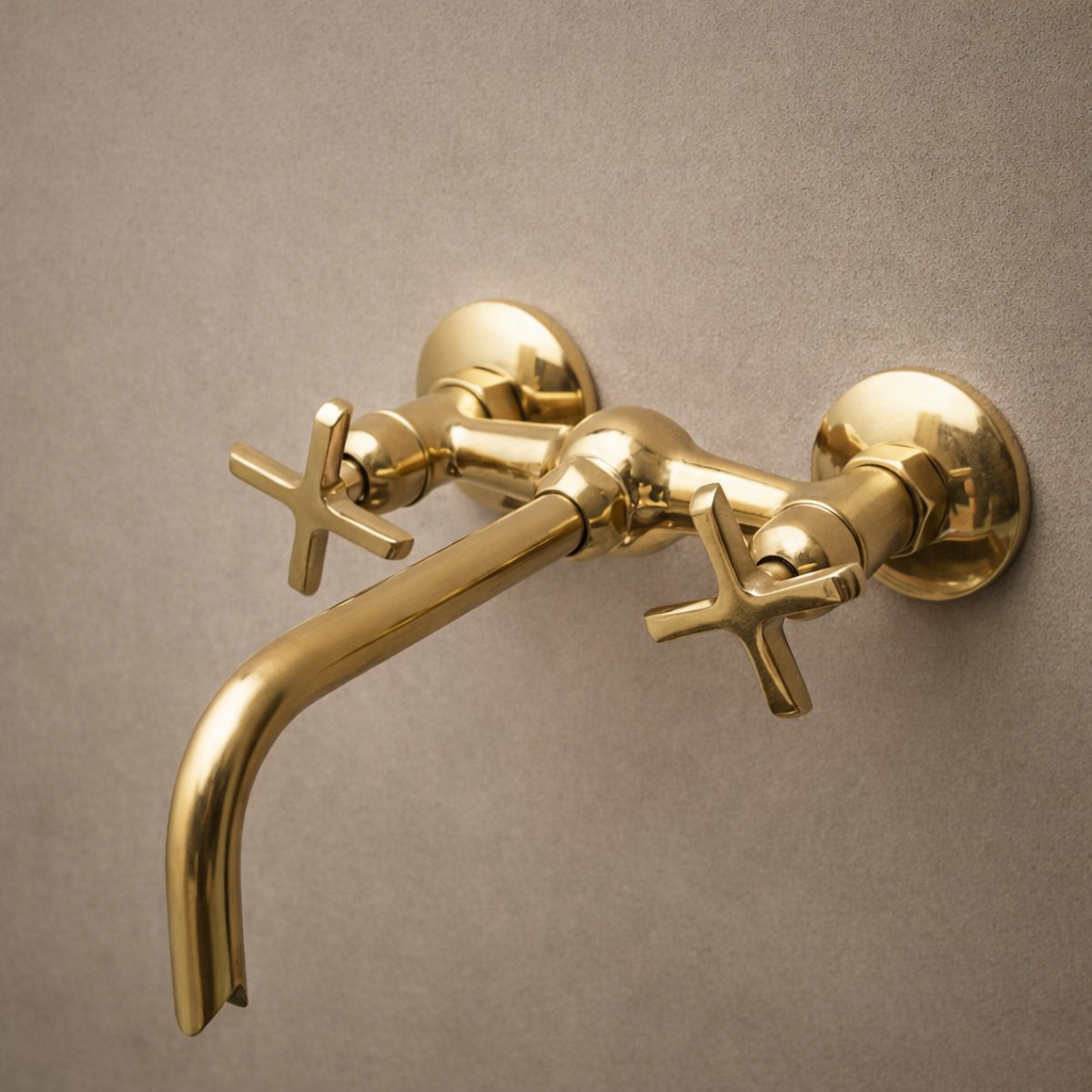 Unlacquered Brass Wall Faucet – Bathroom & Kitchen Tap