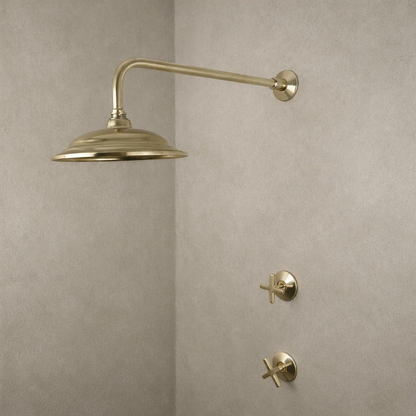 Unlacquered Brass Shower Set – Spa-Style Wall-Mount Design