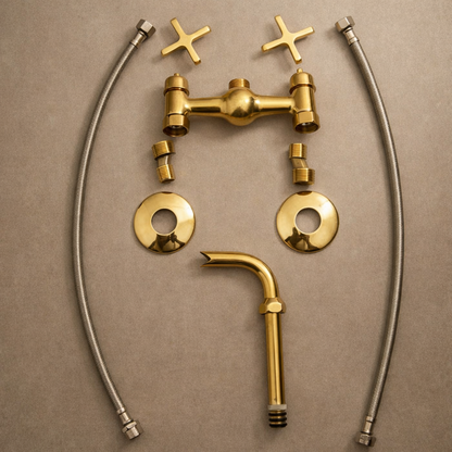 Unlacquered Brass Wall Faucet – Bathroom & Kitchen Tap