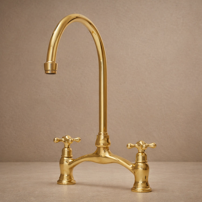 Bridge Kitchen Faucet – Handcrafted Unlacquered Solid Brass