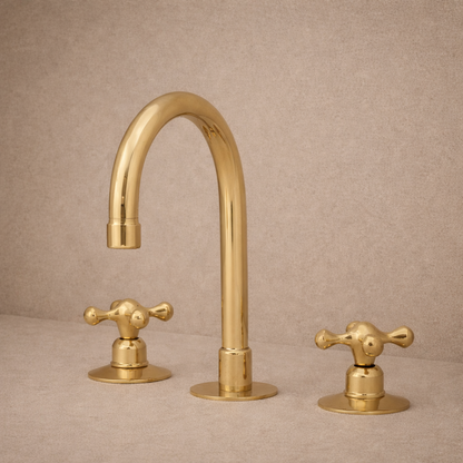 3-Hole Bathroom Faucet – Vintage Unlacquered Solid Brass