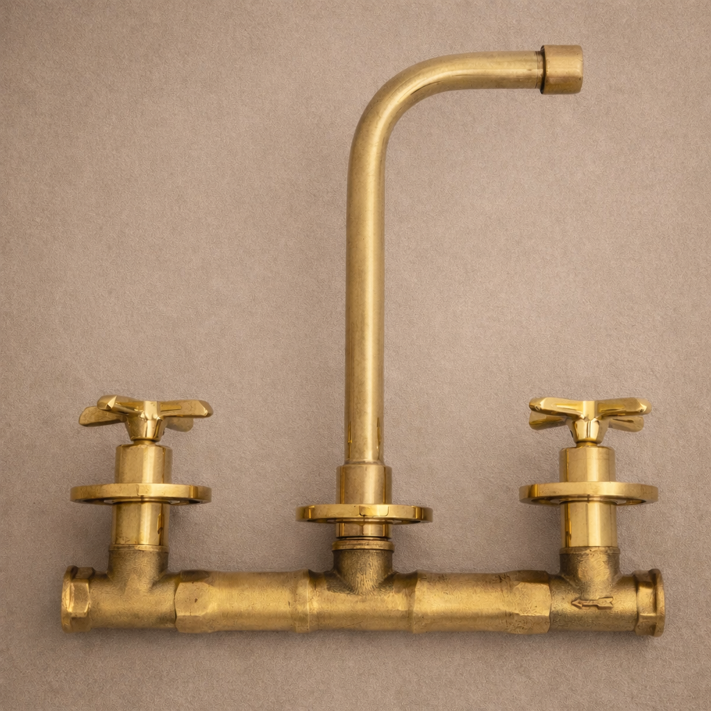 Unlacquered Solid Brass Wall Mounted Bathroom Faucet- Vessel Sink Faucet