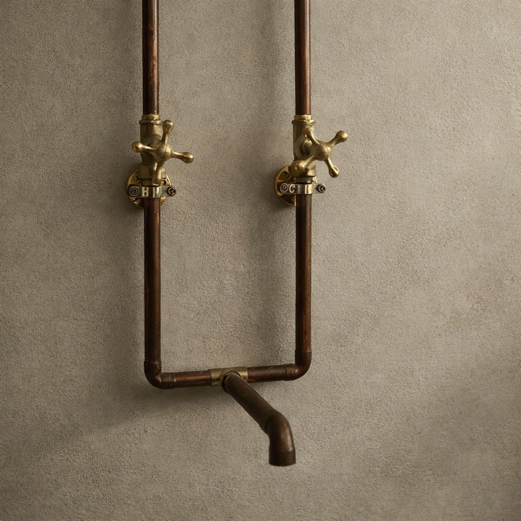 Antique Copper Wall Mount Faucet Sink – Solid Brass Vintage Design