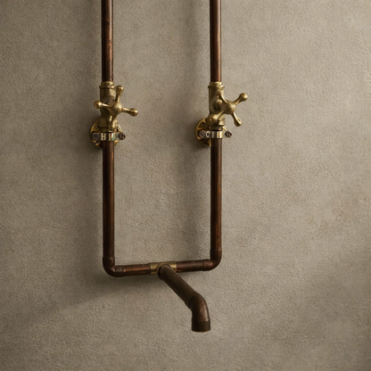 Antique Copper Wall Mount Faucet Sink – Solid Brass Vintage Design