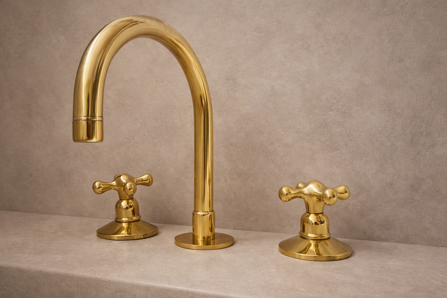 3-Hole Bathroom Faucet – Vintage Unlacquered Solid Brass