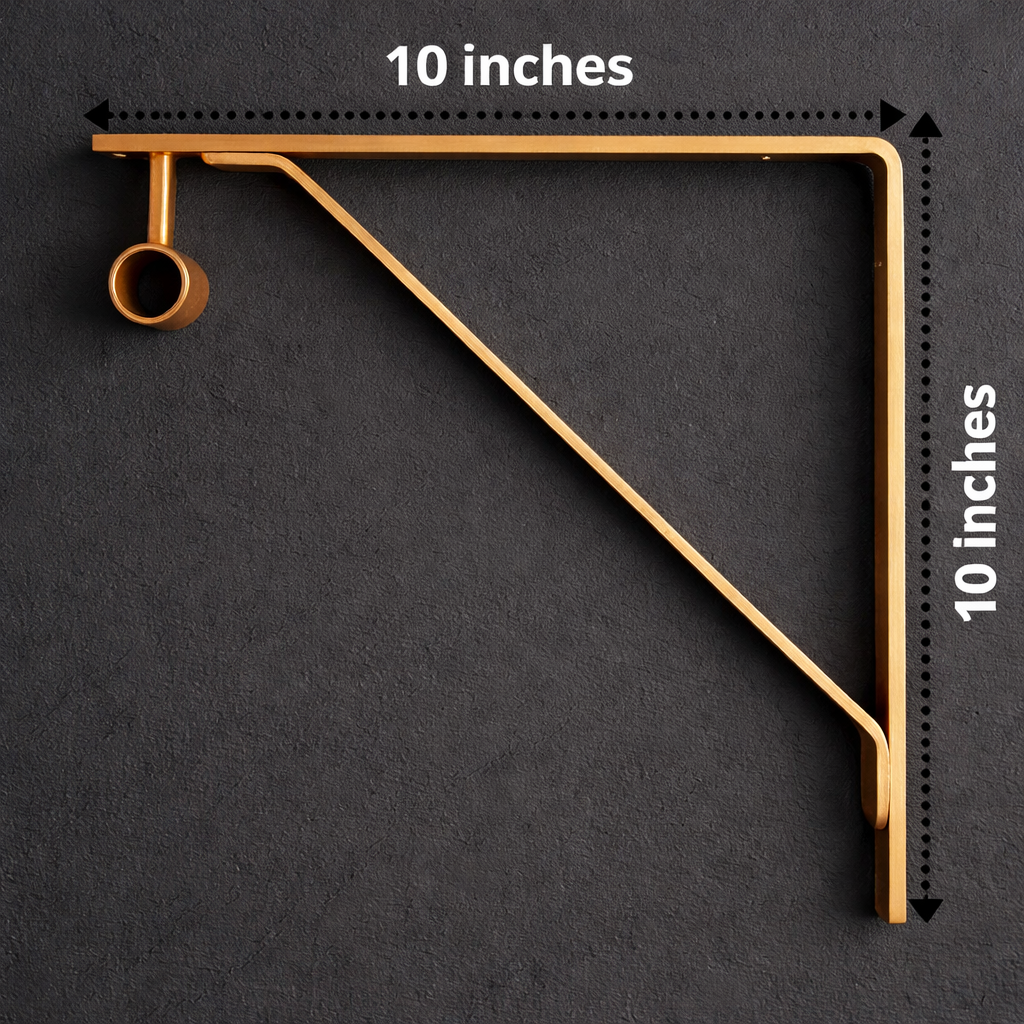 Brass Clothing Rod with Brackets – Wall-Mounted Closet, Kitchen, or Retail Display Rod