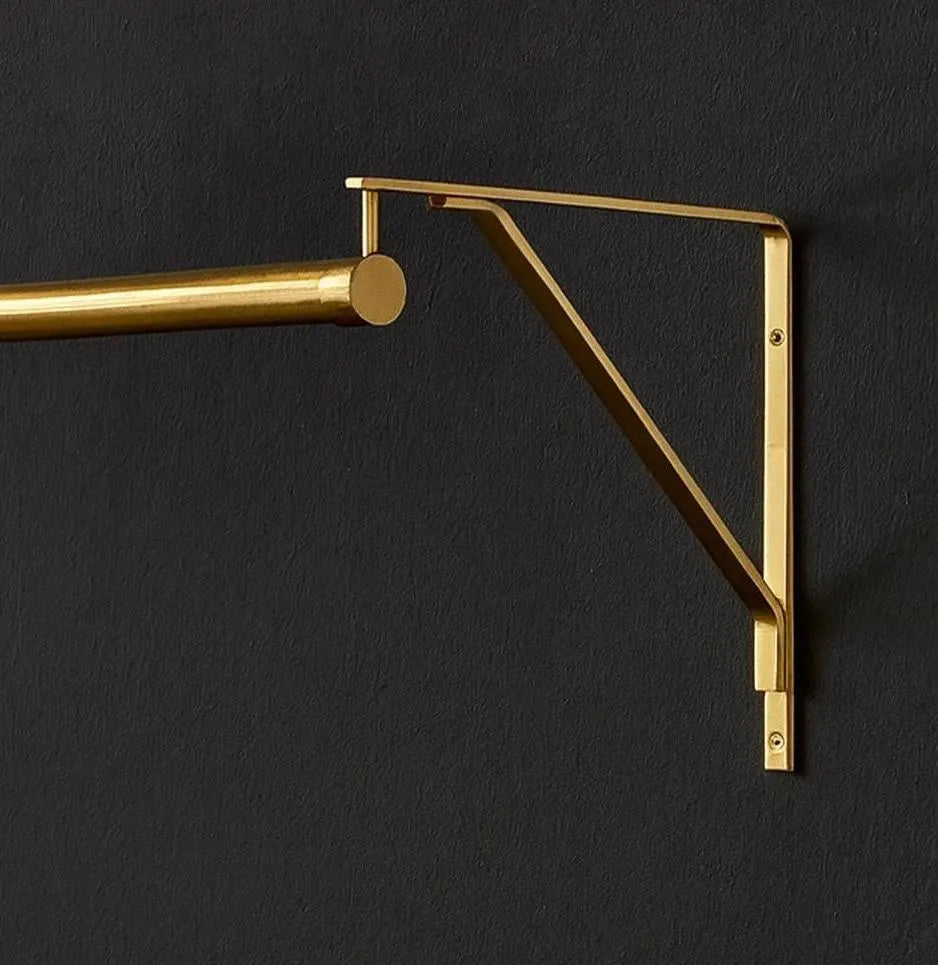 Brass Clothing Rod with Brackets – Wall-Mounted Closet, Kitchen, or Retail Display Rod