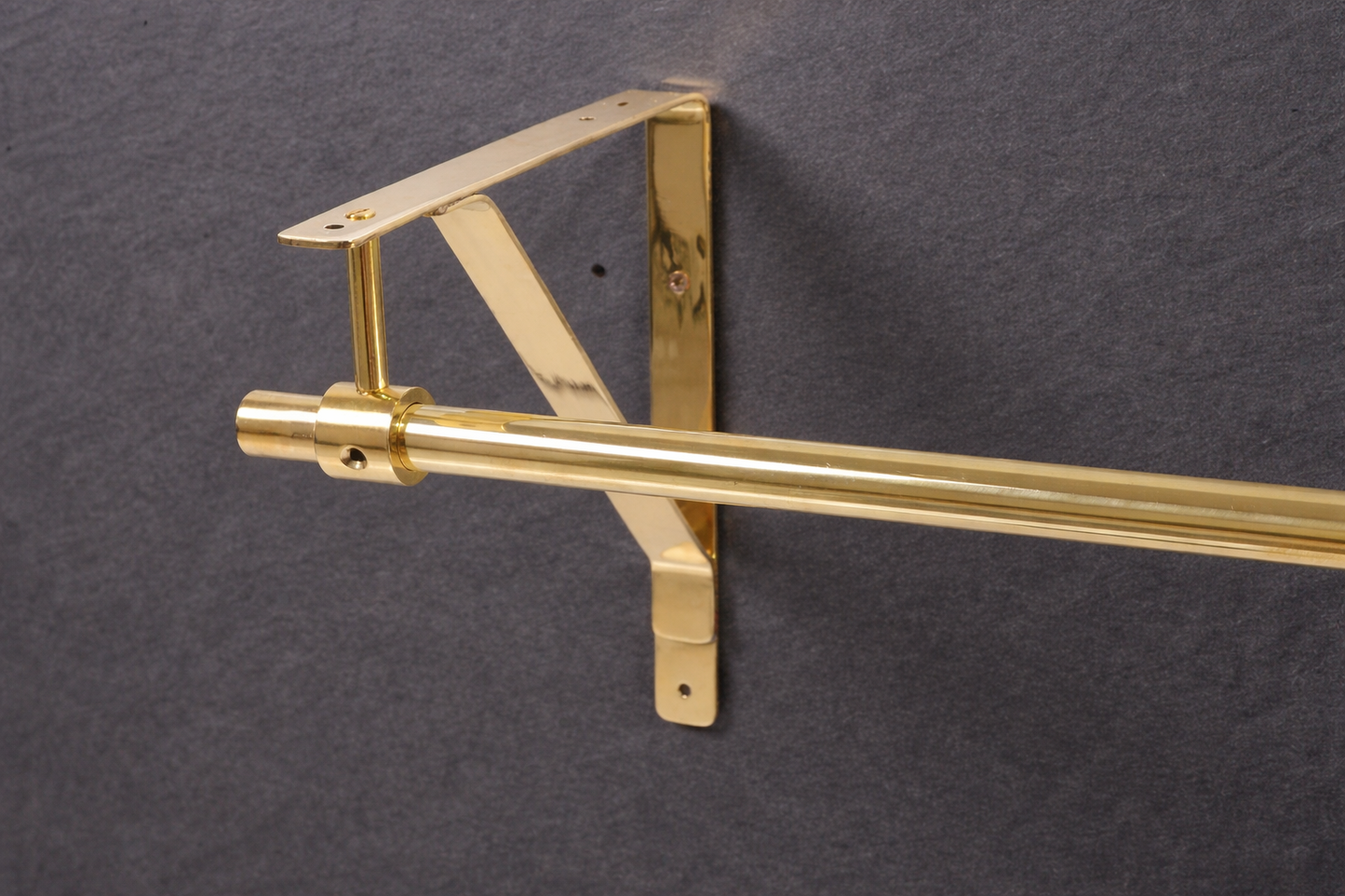 Brass Clothing Rod with Brackets – Wall-Mounted Closet, Kitchen, or Retail Display Rod