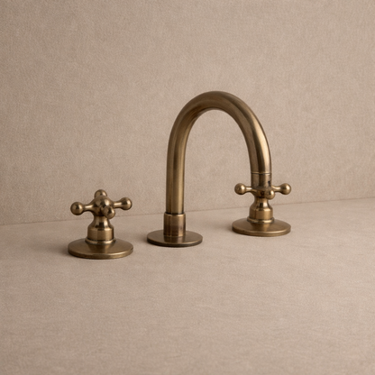 Solid Brass Bathroom Faucet - Oil Rubbed Three Holes Faucet