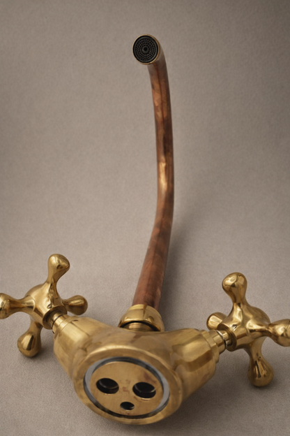 Solid Brass Bathroom Faucet – Antique Deck Mounted Copper Vanity Faucet