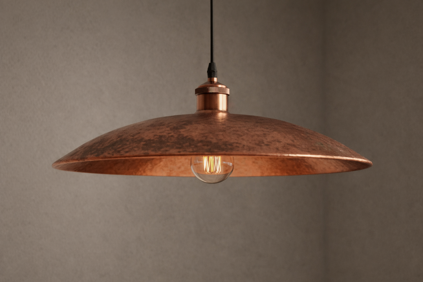 Solid Copper Dome Pendant Light – Rustic Modern Hanging Ceiling Light