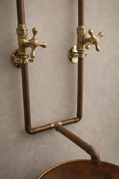 Antique Copper Wall Mount Faucet Sink – Solid Brass Vintage Design