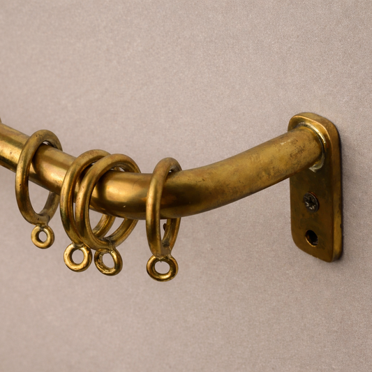 Brass Curtain Rod with Rings, 16mm Solid Brass French Return, Custom Length