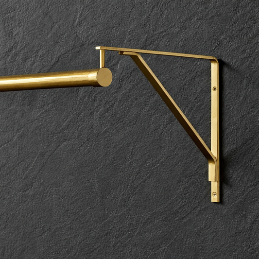Brass Clothing Rod with Brackets – Wall-Mounted Closet, Kitchen, or Retail Display Rod