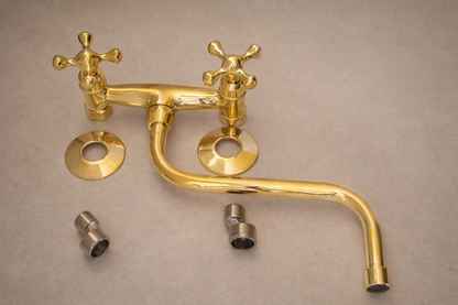 Swiveling Neck Wall-Mounted Brass Faucet – Unlacquered Solid Brass