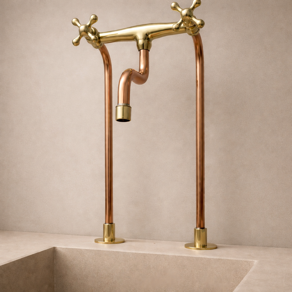 Kitchen Faucet – Handcrafted Solid Brass & Copper Antique Design