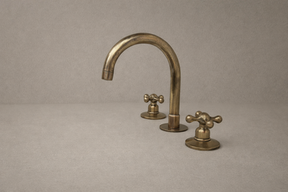 Solid Brass Bathroom Faucet - Oil Rubbed Three Holes Faucet