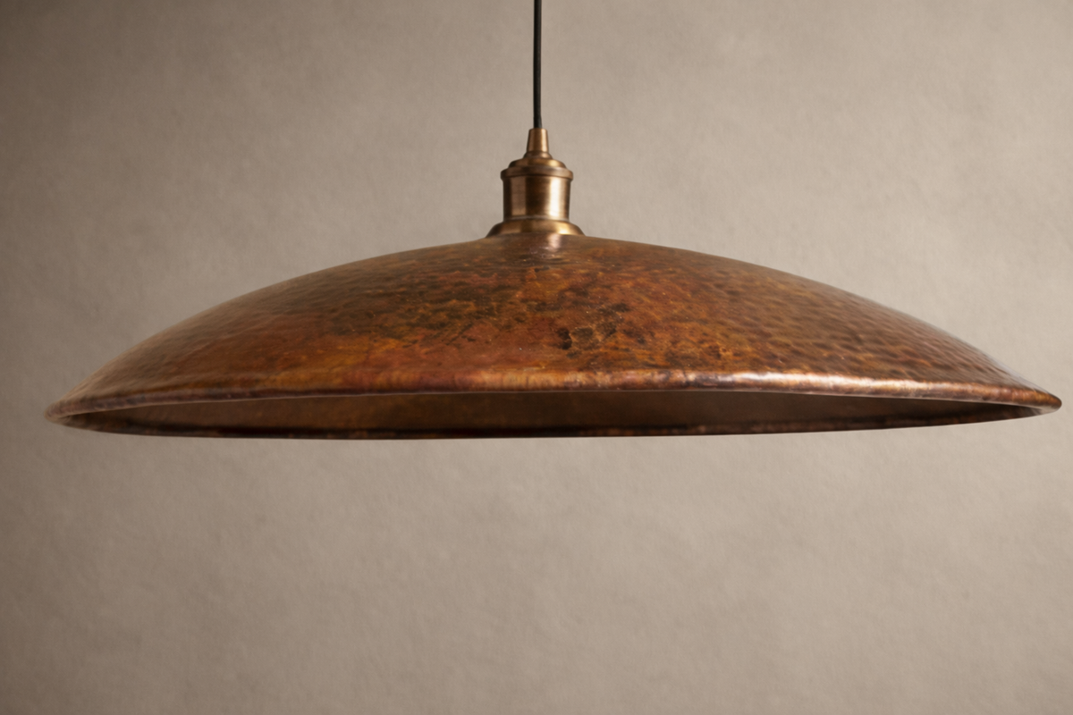 Solid Copper Dome Pendant Light – Rustic Modern Hanging Ceiling Light