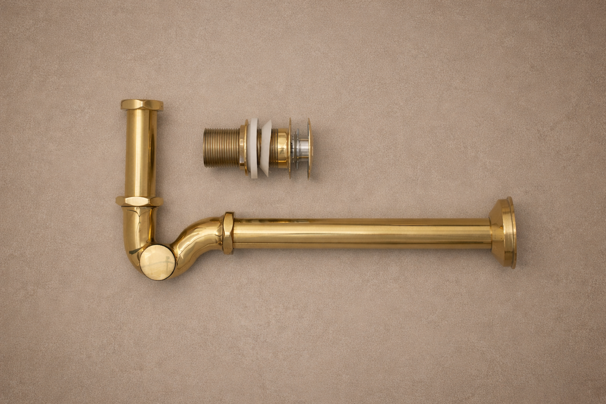 Unlacquered Brass P-Trap- Under sink P-Trap with Push Up Button
