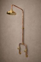 Solid Copper Outdoor Shower System– Handcrafted with Brass Accents