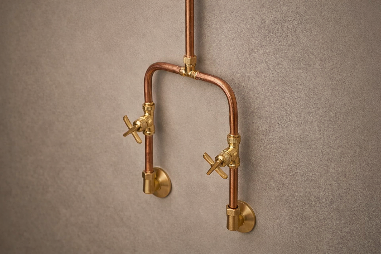 Solid Copper Outdoor Shower System– Handcrafted with Brass Accents