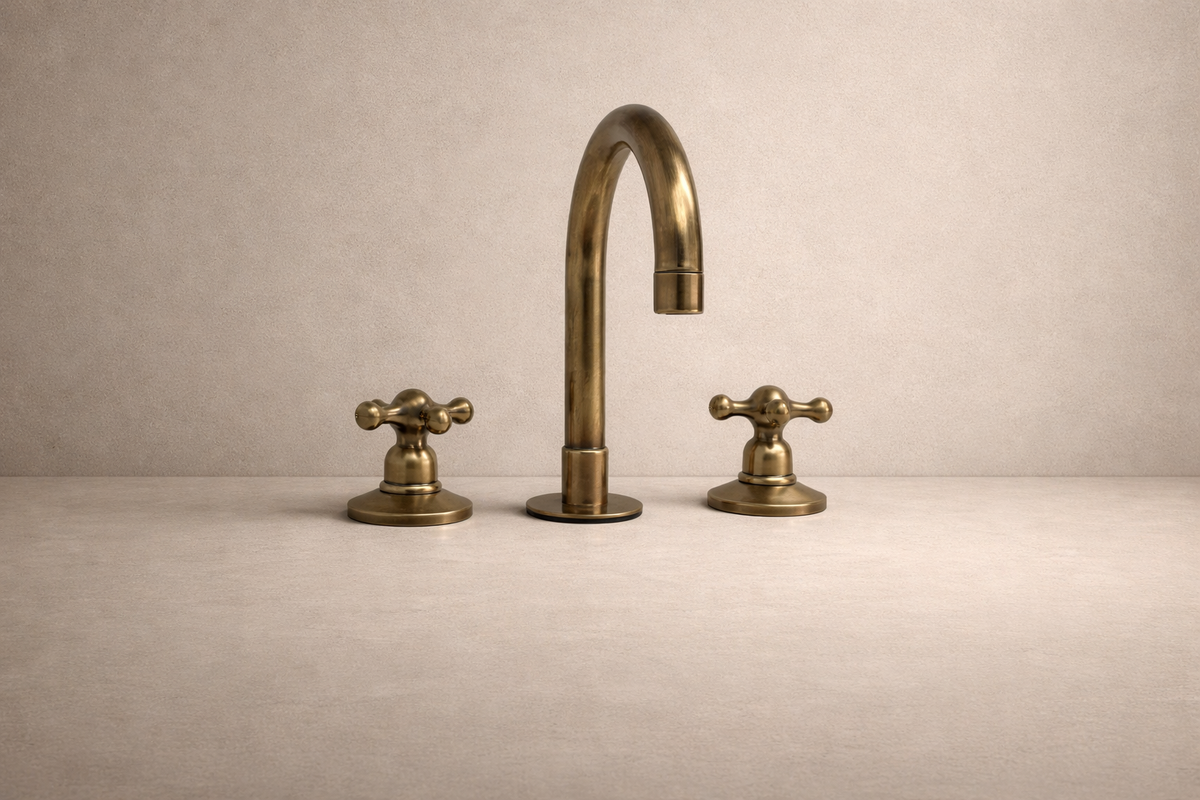 Solid Brass Bathroom Faucet - Oil Rubbed Three Holes Faucet