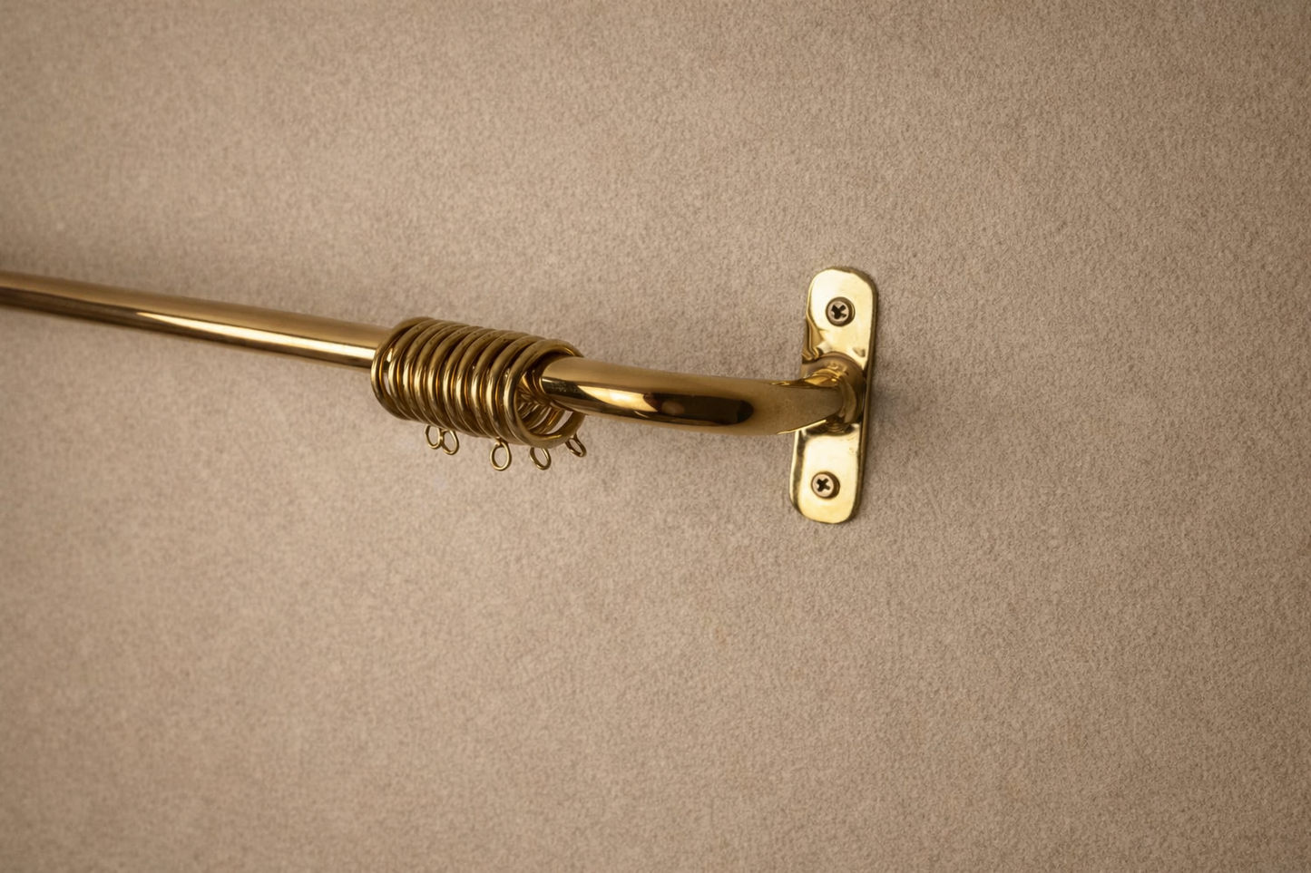 Solid Brass Curtain Rod 16mm – French Return Polished Brass Wall Mounted Rod