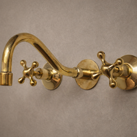 Unlacquered Brass Wall Mounted Faucet – Solid Brass, Handmade with Rough-In Valve