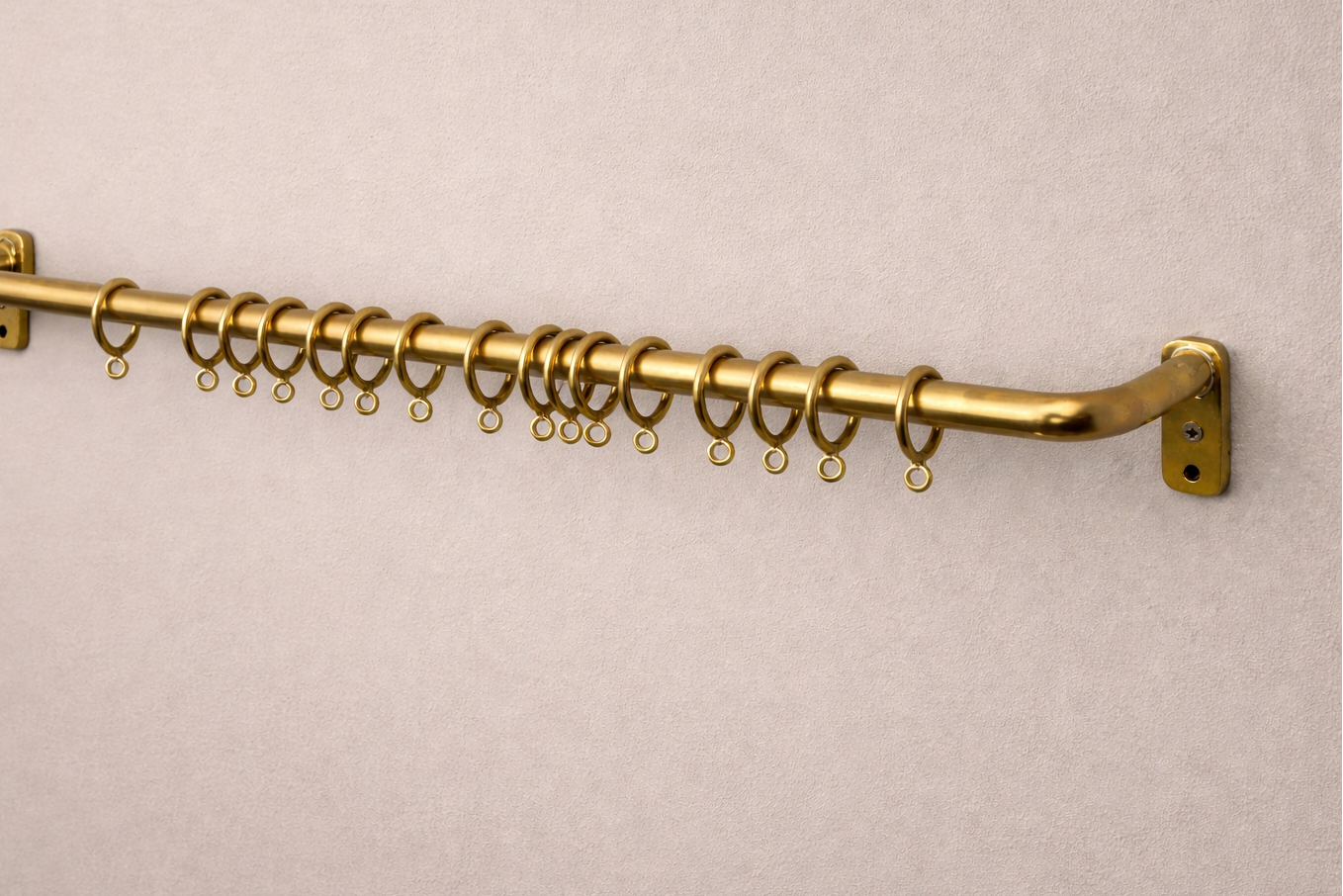 Brass Curtain Rod with Rings, 16mm Solid Brass French Return, Custom Length